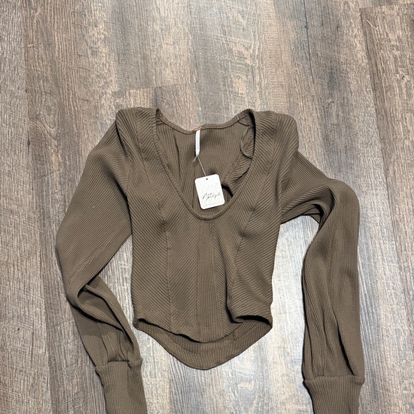 Free People Tops - NWT Free People Petra Ribbed Corset Top Size S Brown